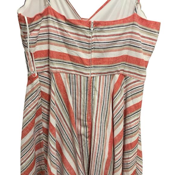 Francescas Blue Rain Linen Cotton Sleeveless V Neck Dress M Vacation Cruise NWT - Picture 7 of 8